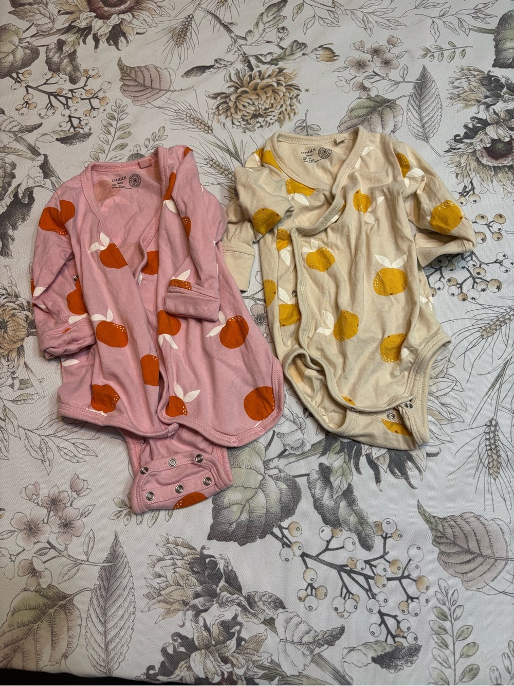 Fruit Print Infant Bodysuit Set - Pink & Cream